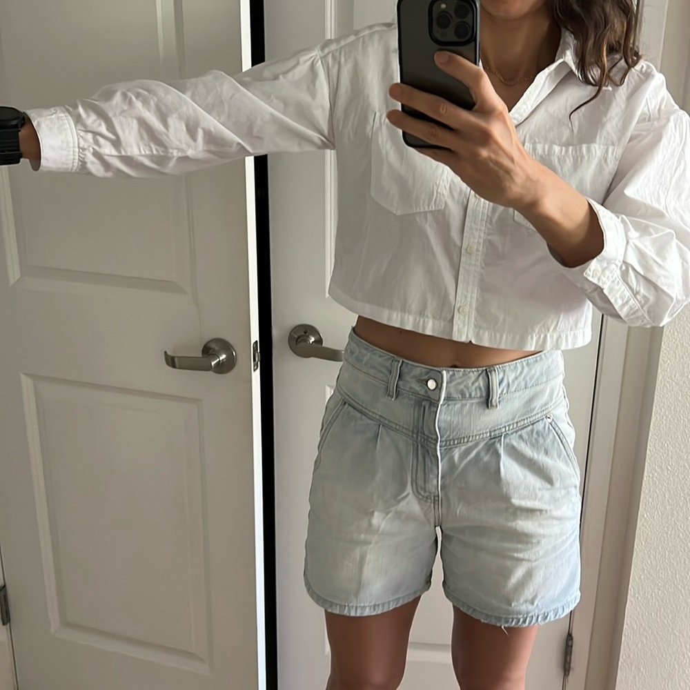 Poplin zara crop white shirt